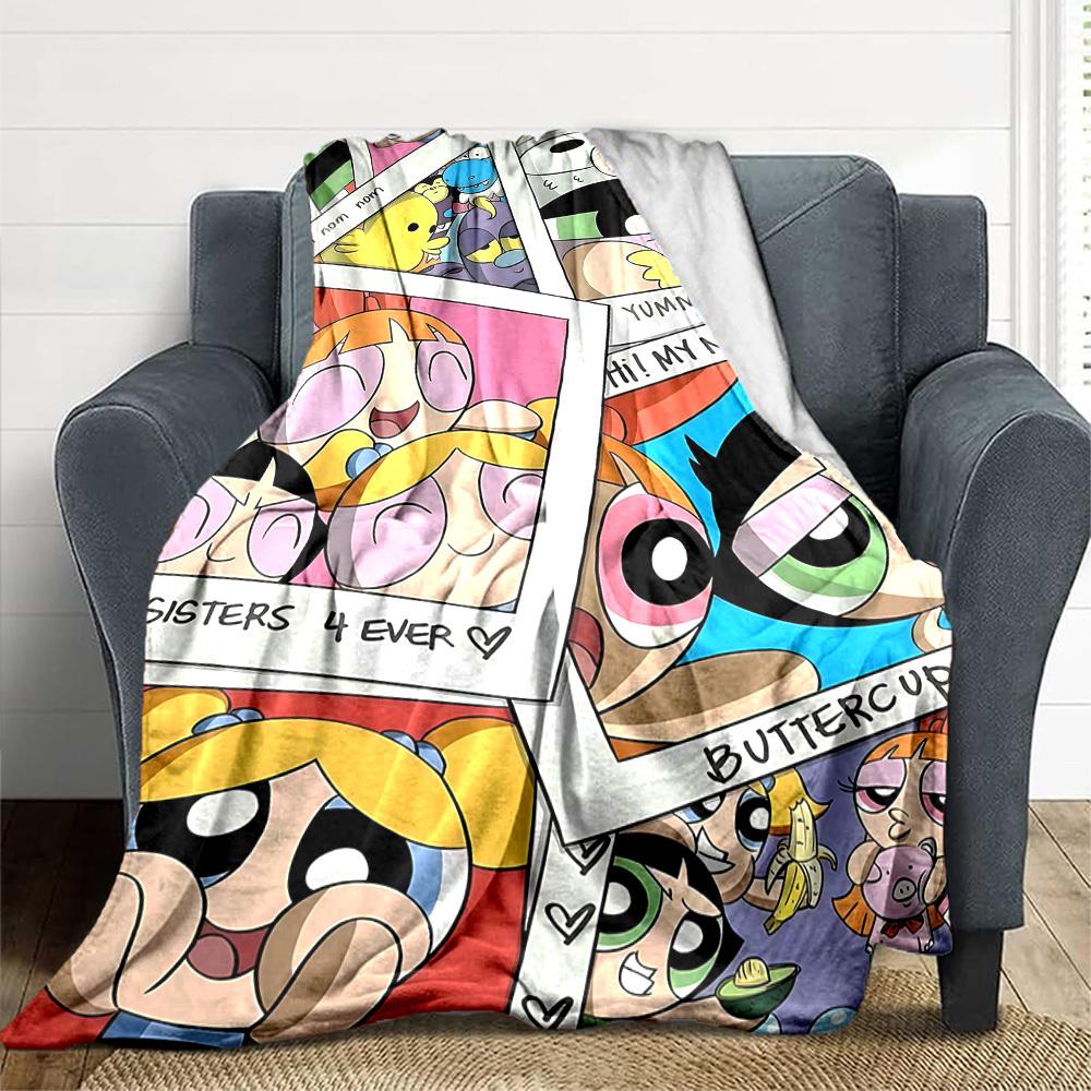 1 Stück Powerpuff Girls Flanelldecke, Weich Hautfreundlich mit Digitaldruck, Verschiedene Größen erhältlich für Familie, Freunde, Geburtstag