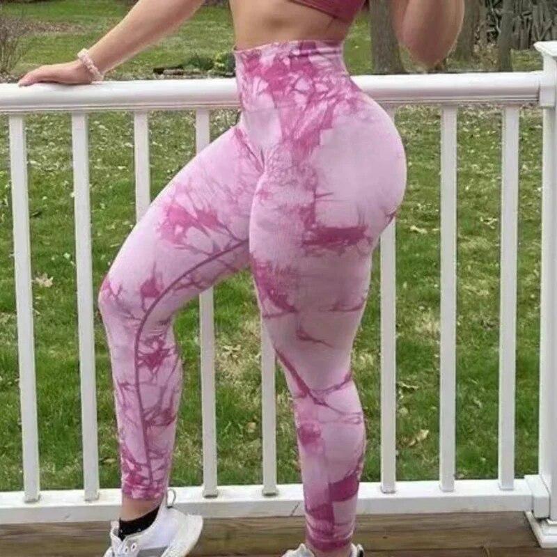 צבע עניבה מכנסיים יוגה מזדמנים נשים גבוה מותן סקיני חלק ספורט חדר כושר מכנסיים חותלות ריצה מכנסי טרנינג חותלות אלסטיות 30165