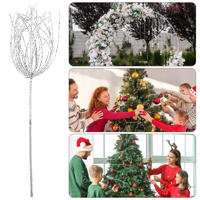 Christmas Tree Branches 12.6in Decorations Stem Glitter Christmas Twigs For Winter Fall Home Outdoor Indoor Mantle Fireplace