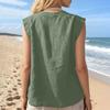 Sleeveless Loose Fit Linen Blouse for Women Casual Round Neck Solid Lightweight Summer Top Shirt