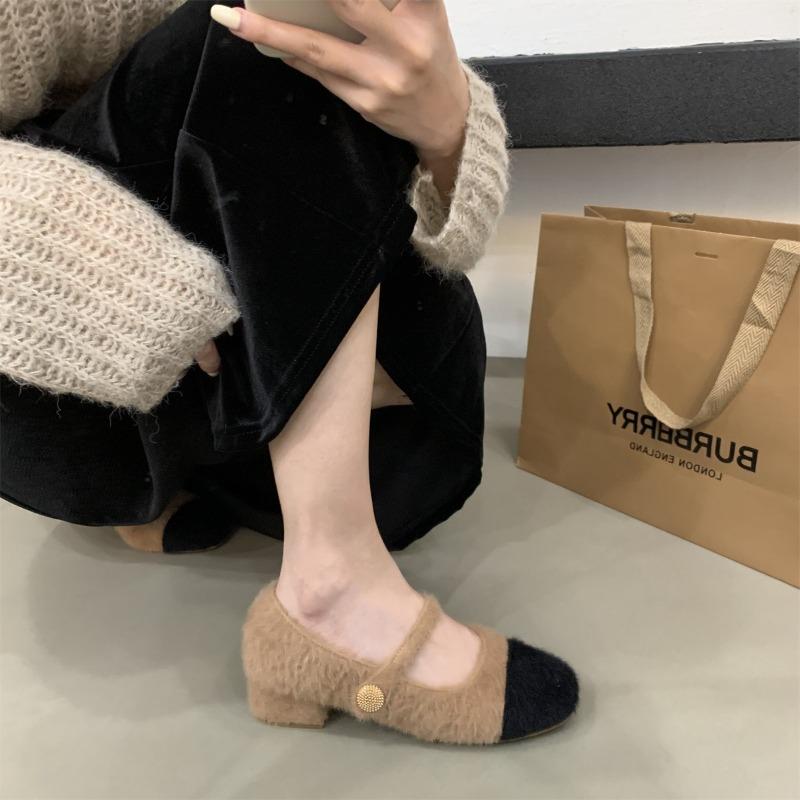 Loafers Fur Shoes Woman Comfortable And Elegant Modis Female Footwear Casual Sneaker On Heels 2025 Dress New Winter Mary Janes