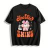 Vintage Smile Flower Sparkle&Shine Casual Printed Short Sleeve T-Shirt Pure Cotton T-shirt