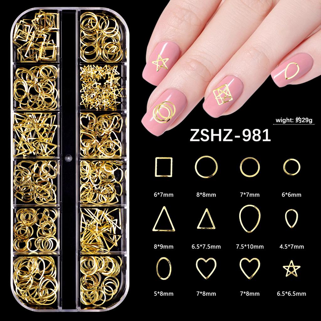 Japanese Bow Strip Box, Gold And Silver Nail Art Rivets, Half A Piece, Round Beads, Small Rice Grains, Butterfly Metal Nail Patch.