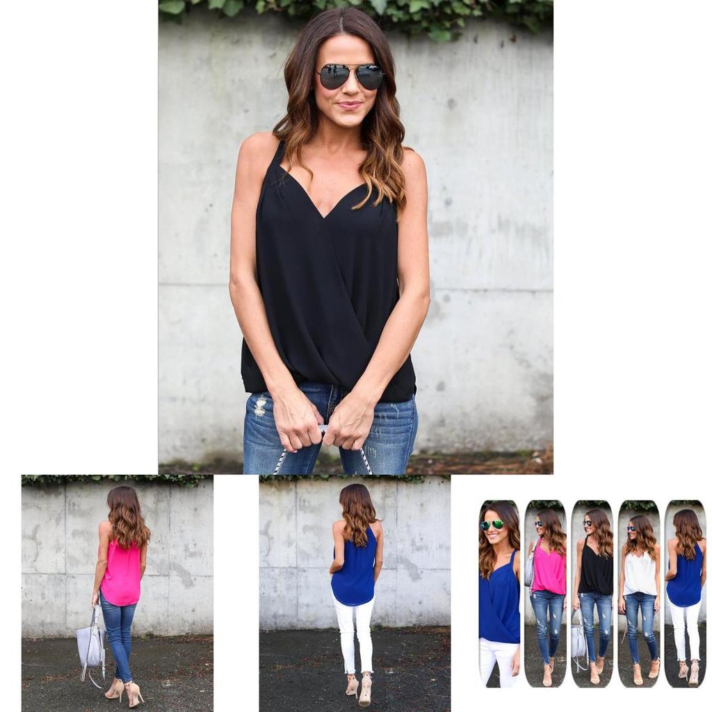 Elegant Summer Plus Size Women Blouse With V Neck And Sleeveless Design For Casual Wear