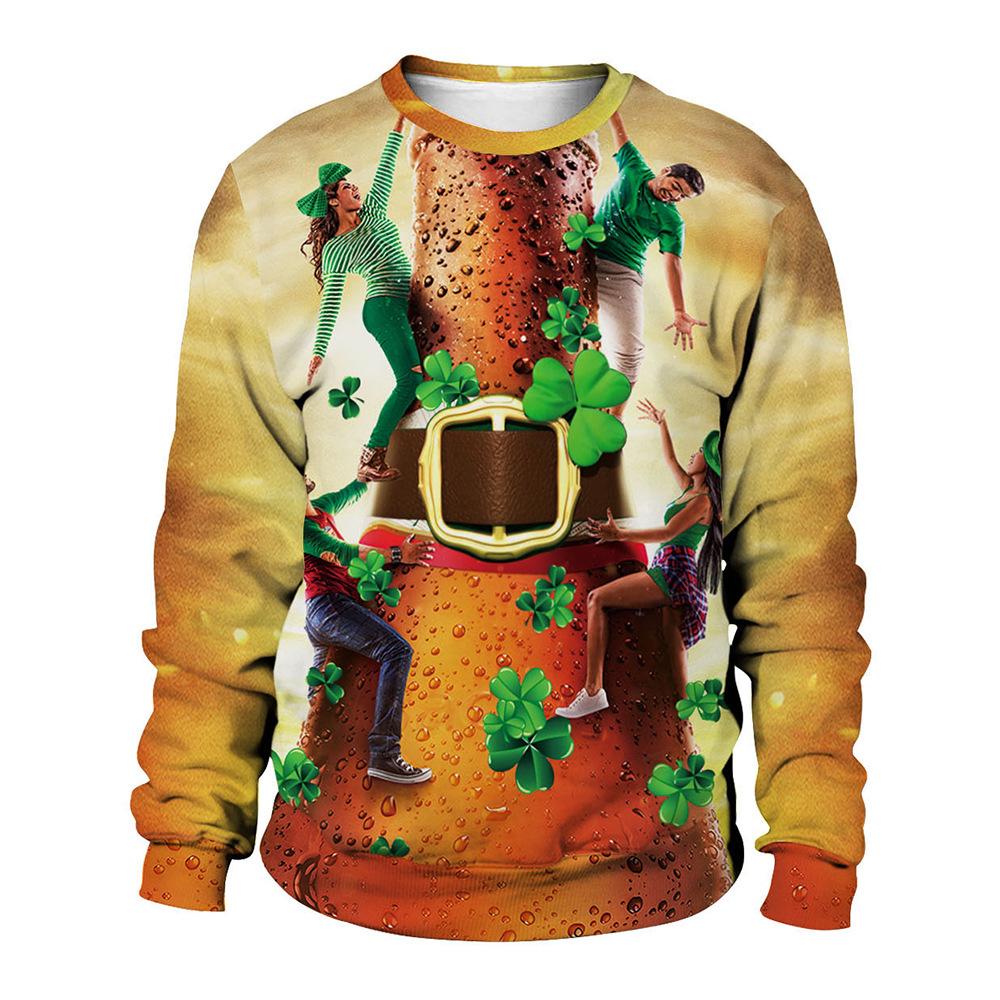 2026 Spring St. Patrick's Day Digital Print Round Neck Long Sleeve Couple Hoodie