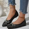 Spring New Flat Shoes Women's Pointed Head Shallow Mouth Mesh Fabric Breathable Butterfly Knot Soft Sole Non-slip Single Shoes