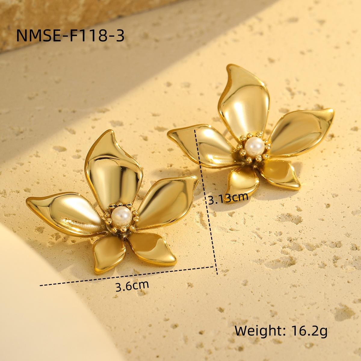 GEMCHIC Women s 18K Gold Plated Flower Pearl Earrings Stainless Steel Petal Studs Elegant Fashion Jewelry 18K