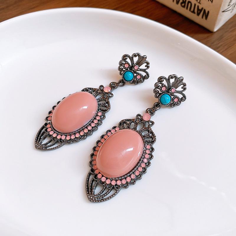 

Вінтажні срібні геометричні сережки-підвіски у формі ромба - Ретро прикраси в придворному стилі для жінок