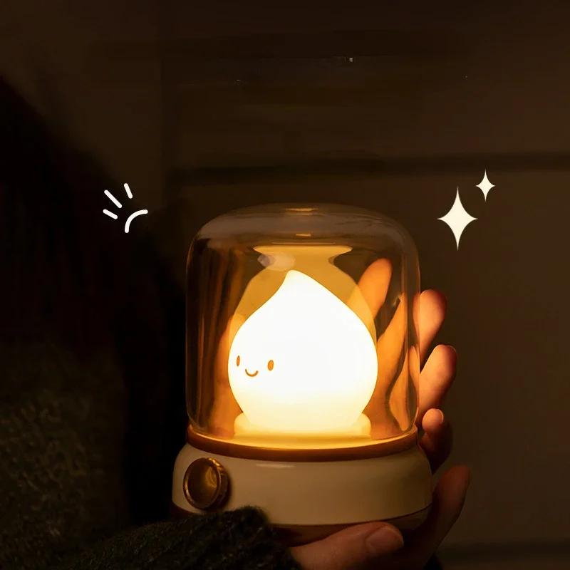 Cute Night Desktop Lamp USB Charged  Rechargeable Portable Table Lamp for Table Coffee Bar Home Hotel Bedroom Night Decor