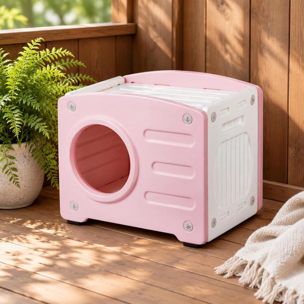 Enclosed Plastic Cat Shelter Sturdy Small Dog House Cozy for Balcony