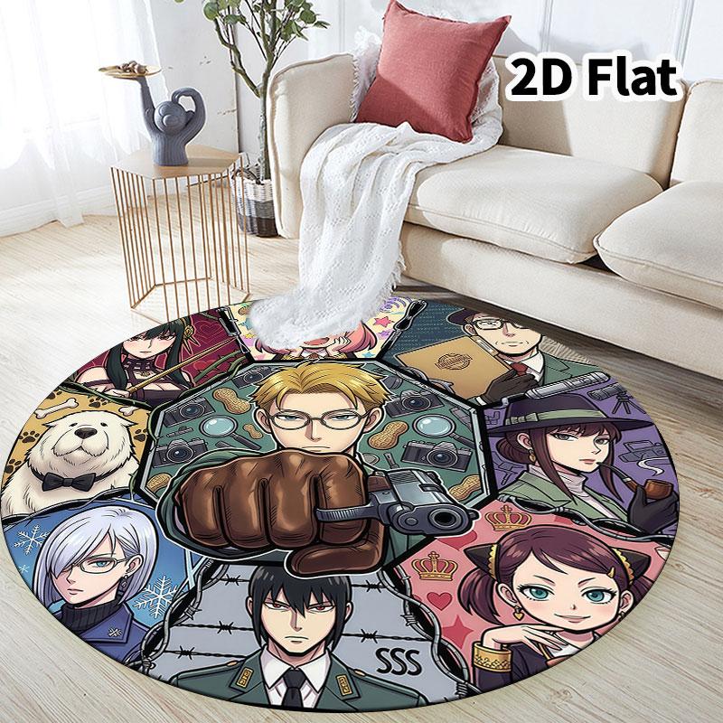 Spy Family Round Area Rug Carpet Rug For Living Room Bedroom Sofa Playroom Decor Nonslip Floor Mat