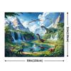 Dinosaurierwelt Wandbild mit Wasserfällen, Bergen und verschiedenen Dinosauriern zur Dekoration des Kinderzimmers