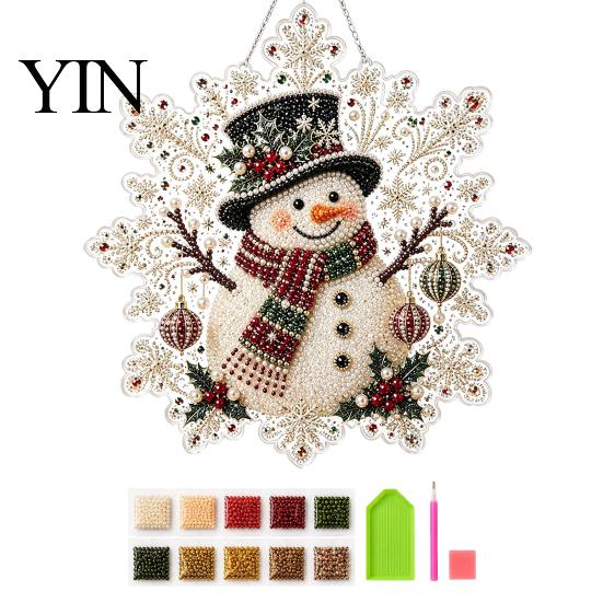 Weihnachts Bastelsets für Erwachsene Perlmutt Malerei Sonnenfänger Kunst-Set, Acryl Schneeflockenform Brett Dekorative Edelstein Schmucksteine Sets mit
