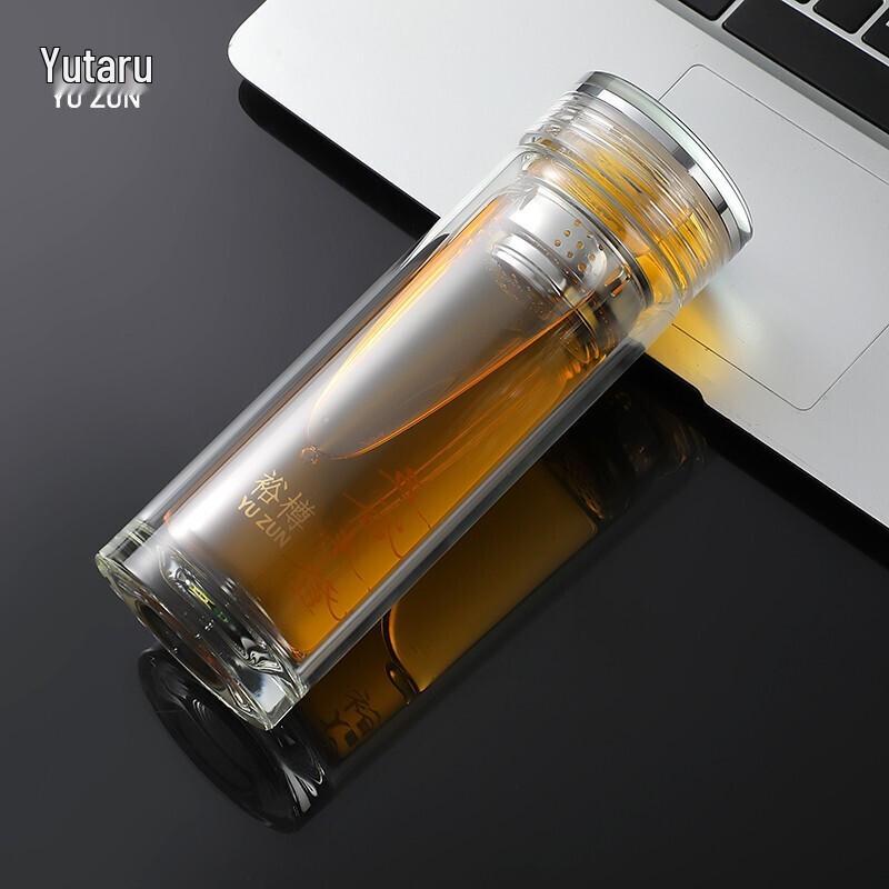 Yuzun 300ml Double-Walled Glass Tea Infuser Mug with Lid