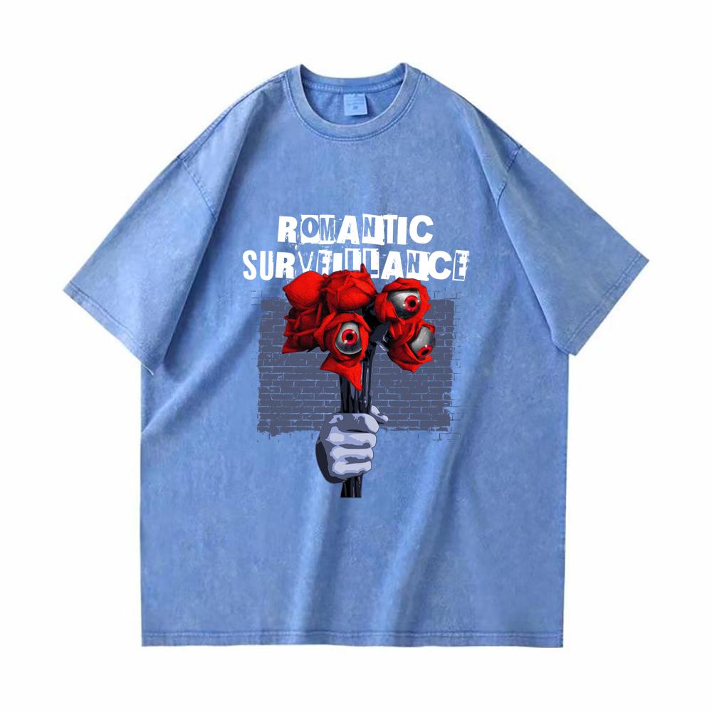 

Мужские потертые винтажные футболки из плотного хлопка, романтическое наблюдение, цифровая печать, футболка в стиле хип-хоп, ретро, ​​панк, уличная одежда, футболки