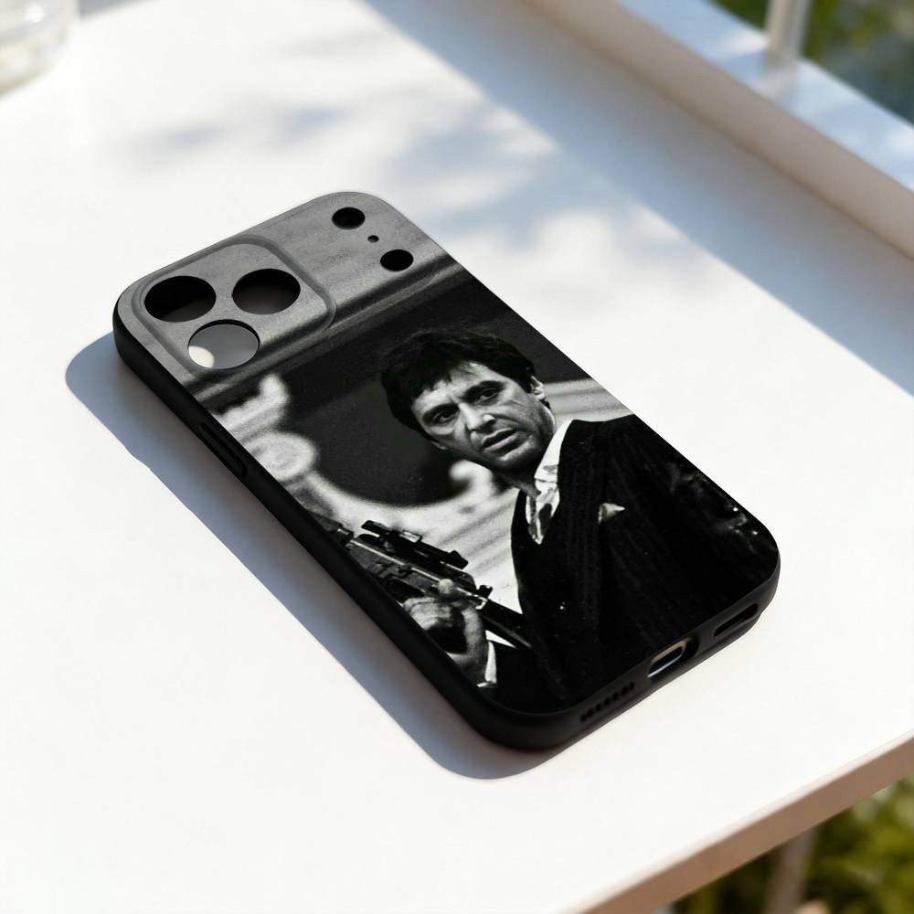 

T-Tony Montana S-Scarface Cool Phone Case Silicone Black Soft For iPhone 17,16,15,14,13,12,11,Pro,Max,Plus,E,SE4,Air,Mini iPhone14ProMax