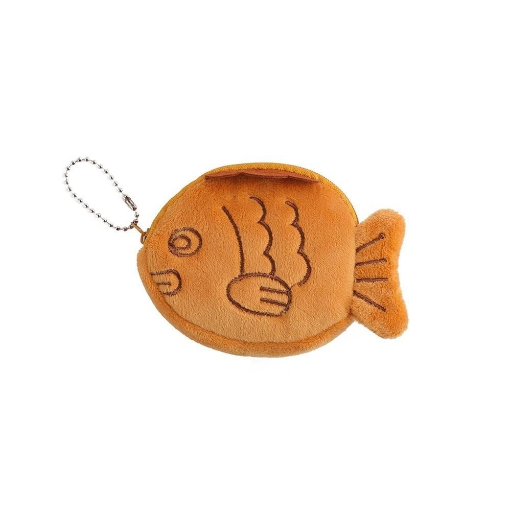 Kawaii Anime Sea Bream Coin Bag Soft Mini Keychain Zipper Cartoon Pendant Girl коричневый