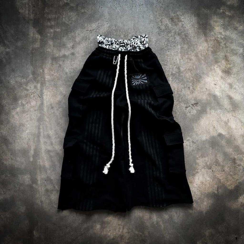 ZYLLO American Retro High Street Tooling Doppelte Taille Sweatpants Blatt Camouflage Schwerindustrie Gestreift Locker Weitbeinige Hose Europa