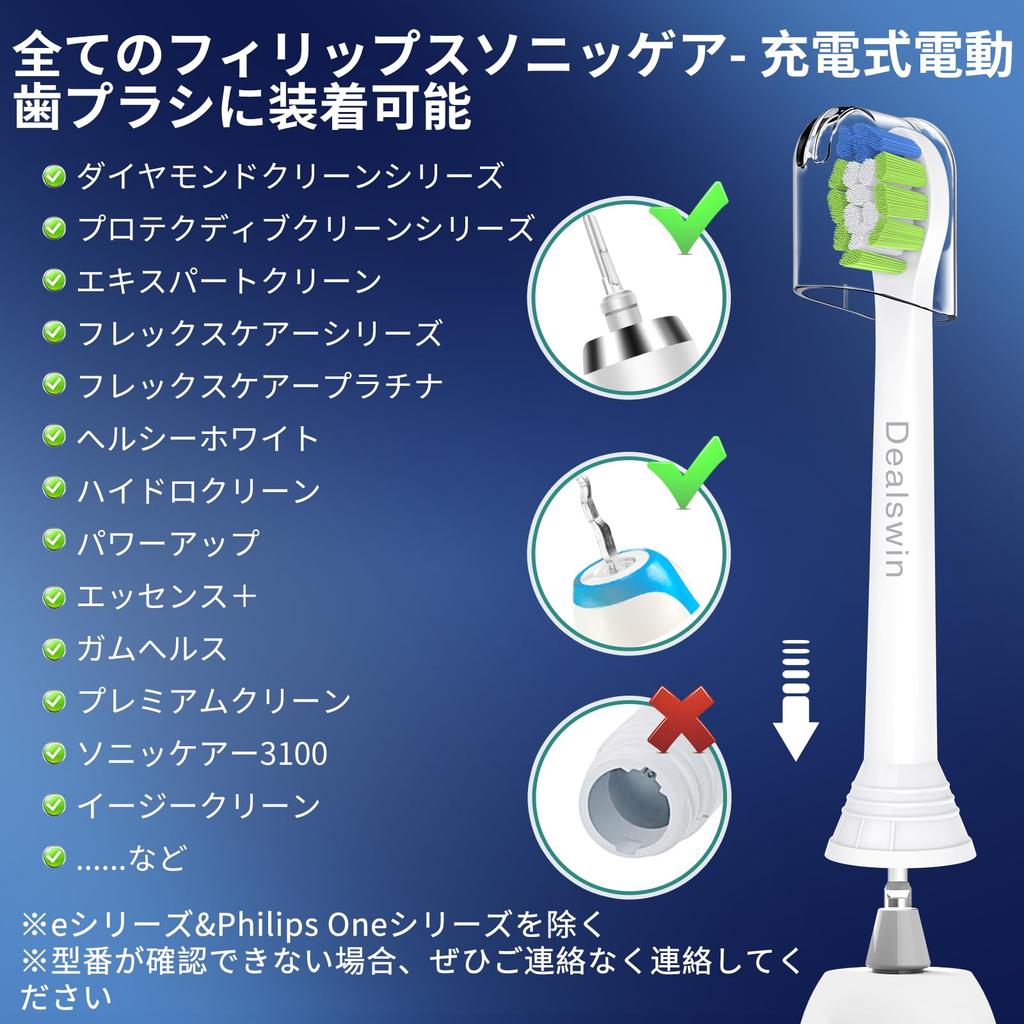Size 2025 Improved Dealswin Replacement Brush Heads for Philips Sonicare Electric Compatible with DiamondClean Mini Compact White Plus and Other