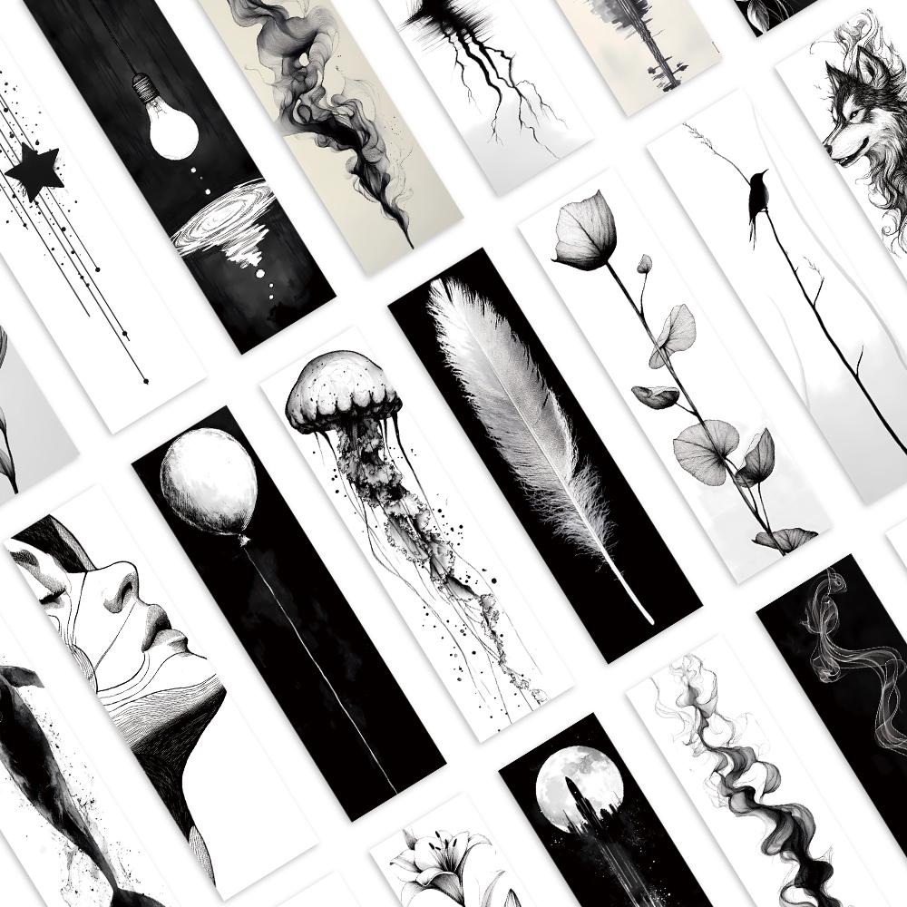 32pcs, Black and White Minimalist Line Bookmarks for Teachers, Readers and Book Lovers, Bookmarks, Gifts, Parties, Birthdays