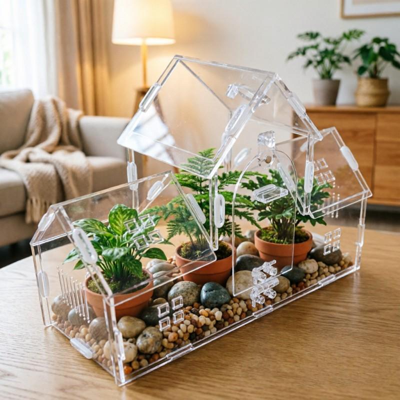 Acrylic Small Pet Habitat Box Jumping Spiders Hermit Crabs Praying Mantises Rhinoceros Beetles - Portable Ventilated