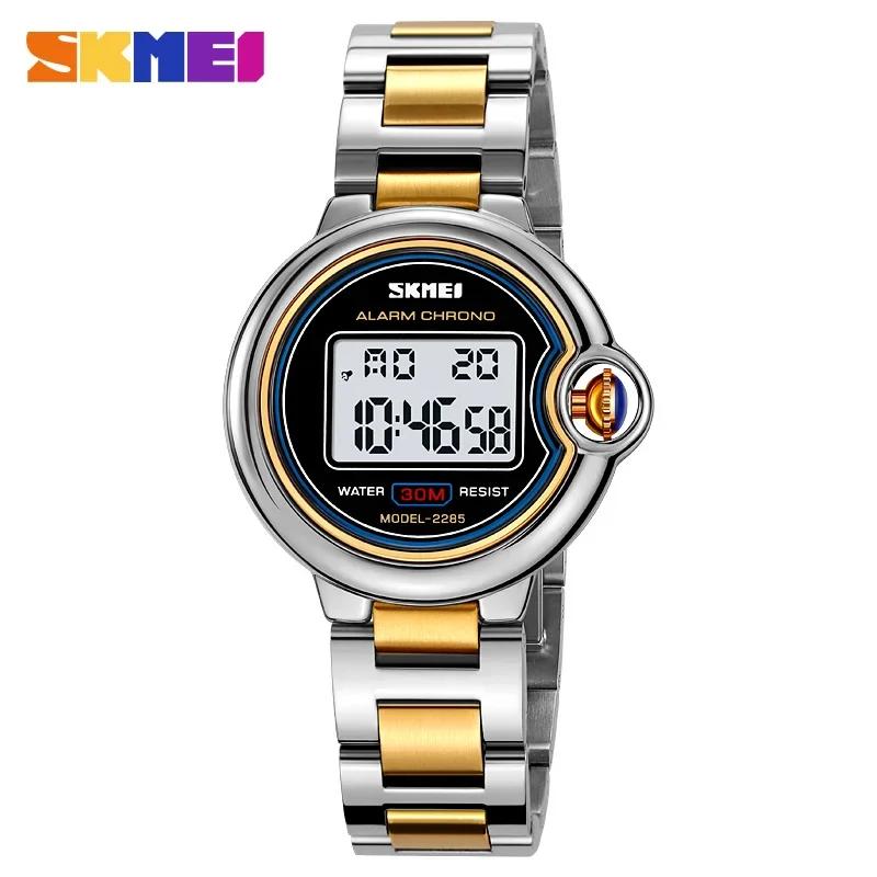 

Роскошные спортивные часы из нержавеющей стали, водонепроницаемые цифровые часы с будильником для мужчин, светодиодный дисплей, мужские наручные часы Reloj Mujer серебряный/золотой