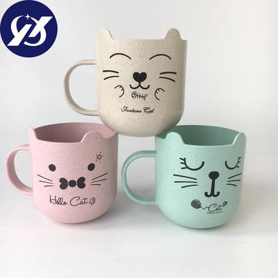 Creatieve Eenvoudige Tarwestro Materiaal Leuke Cartoon Beker Plastic Fason Unisex Wasbeker Huishouden