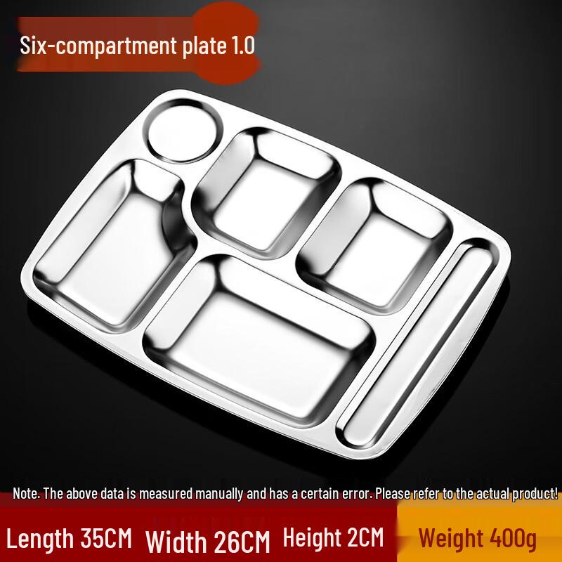 Molona Stainless Steel 6-Compartment Divided Lunch Tray Set (10-Pack)