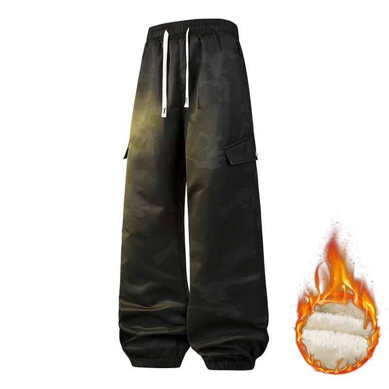 Men's Casual Pants Autumn Fleece Trendy Brand American Loose Straight Pants