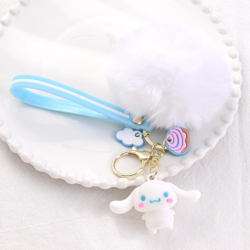 Søtt Sanrio Tegneserie Nøkkelring: Kuromi & Cinnamoroll Plysj Veskeanheng