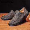 Handgefertigte Lederschuhe Herren Freizeitsneaker Bequemer Fahrschuh Weiche Flache Slipper Herrenschuhe Mokassins Werkzeugschuh