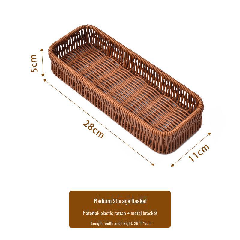 Organizator de sertare de bucătărie din imitație de ratan: Coș de depozitare pentru tacâmuri și ustensile