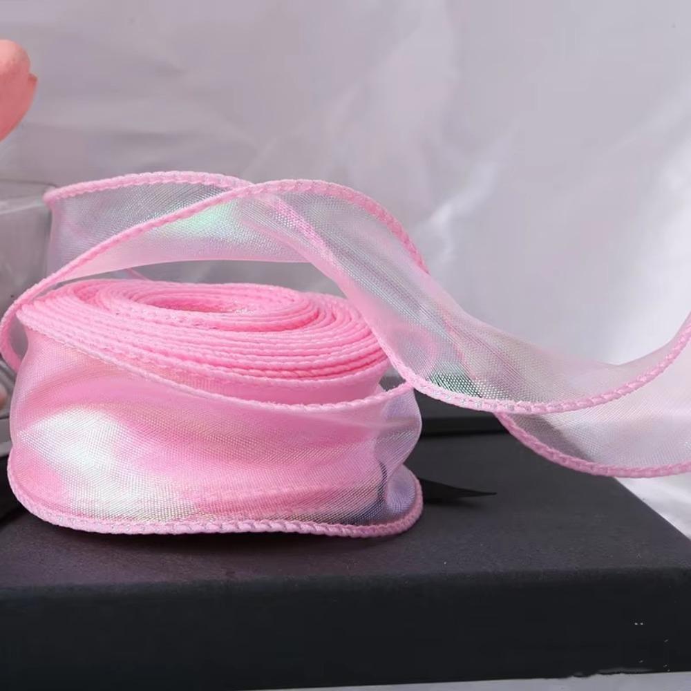 

Градиент/Плиссе/Магия/Золотой край Пряжа Рыбий хвост Бисер Лента 40 мм Упаковочный материал для подарков DIY Декор темно-розовый