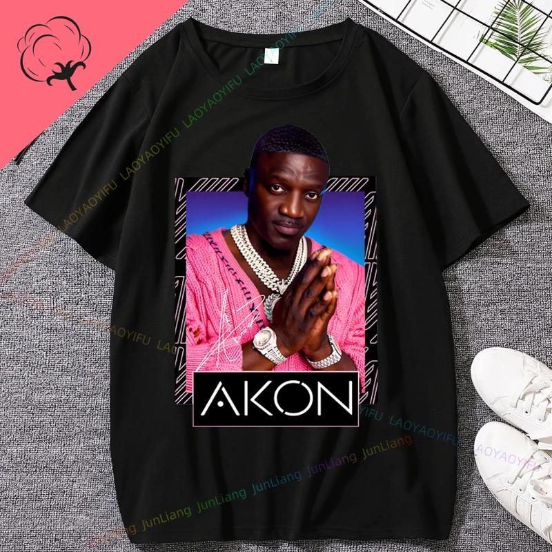 Najlepsze z Akon Klasyczna Okładka Albumu Najlepsze Ubrania Y2k dla Kobiet Męska Koszulka z Nadrukiem Luźne i Dopasowane Damskie Goth