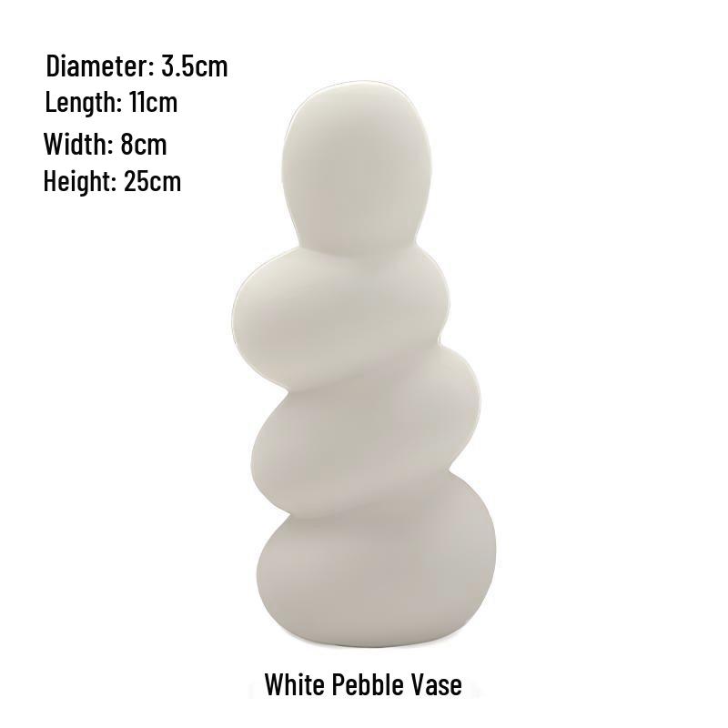 Nordic Simple Style White Ceramic River Stone Vase