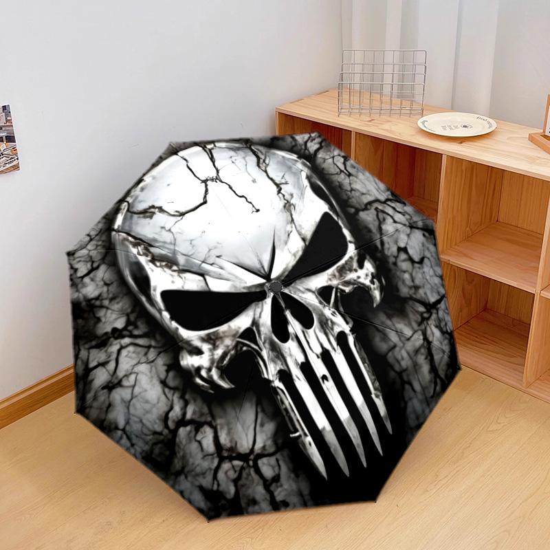 1PC Skull Automatic Umbrella - Suitable Travel Outdoor Portable Umbrella Birthday Gift Daily Essentials