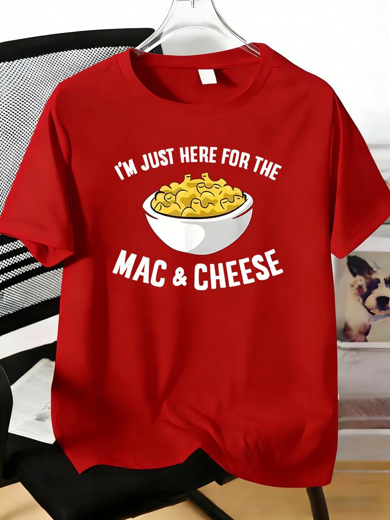 Unisexs Tee Funny Mac And Cheese Bowl Letter Text Print Cotton Short Sleeve Male Casual Streetwear Outdoor Daily Basic Fashion Top