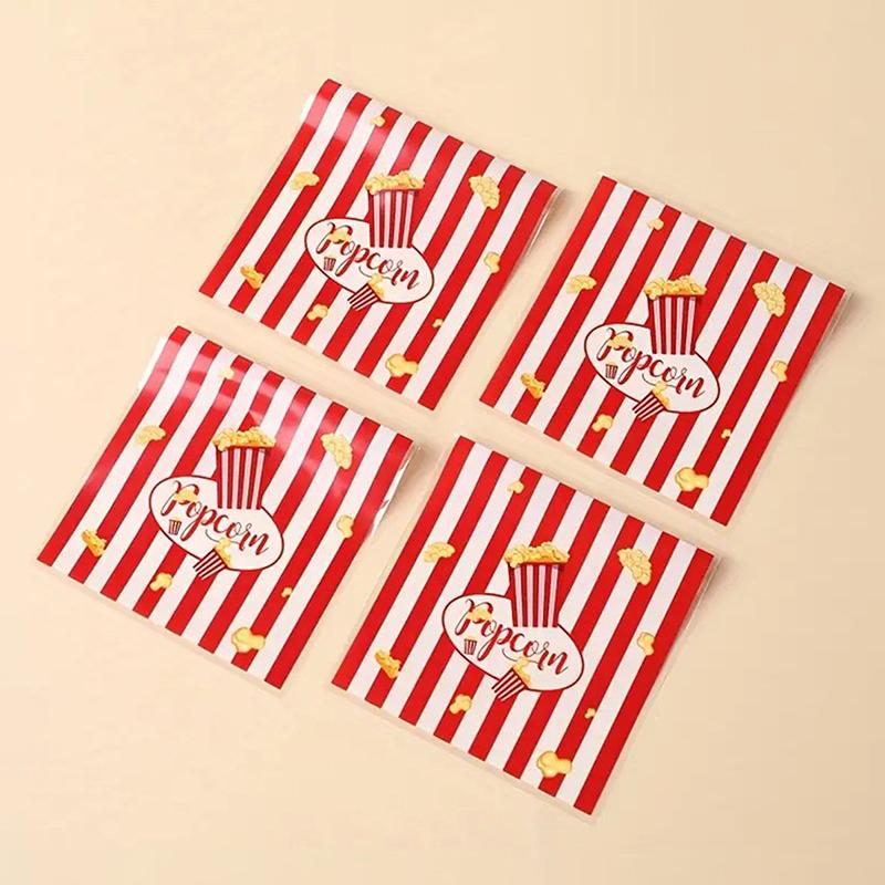 50/100 Pièces Sacs Cadeaux Design Popcorn 13*10Cm Rayure Rouge Blanche Sacs Auto-Scellants Biscuits Bonbons Sacs à Snacks Décoration de Fête