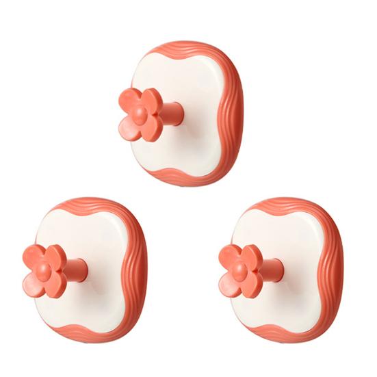3Pcs Flower Adhesive Hooks Waterproof Bathroom Towel Hook Cute Wall Hook for Kitchen Utensils Bedroom Clothes Entryway Keys Storage