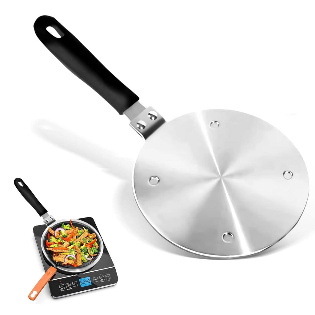 Stainless Steel Heat Diffuser Plate Induction Adapter with Removable Handle Cooking Utensil Accessory Suitable for Stove