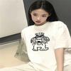 Cartoon Fashion Women Tshirt Graphic Y2k Top Top Printing Clothing Print Harajuku Shirt Fashion Loose Cotton