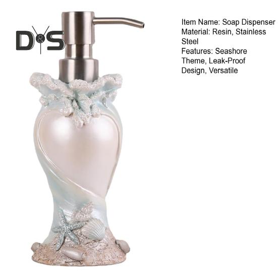 Seashore Theme Soap Dispenser Leak-Proof Design Starfish Shell Decor Hand Sanitizer Pump Coastal Bathroom Accessory