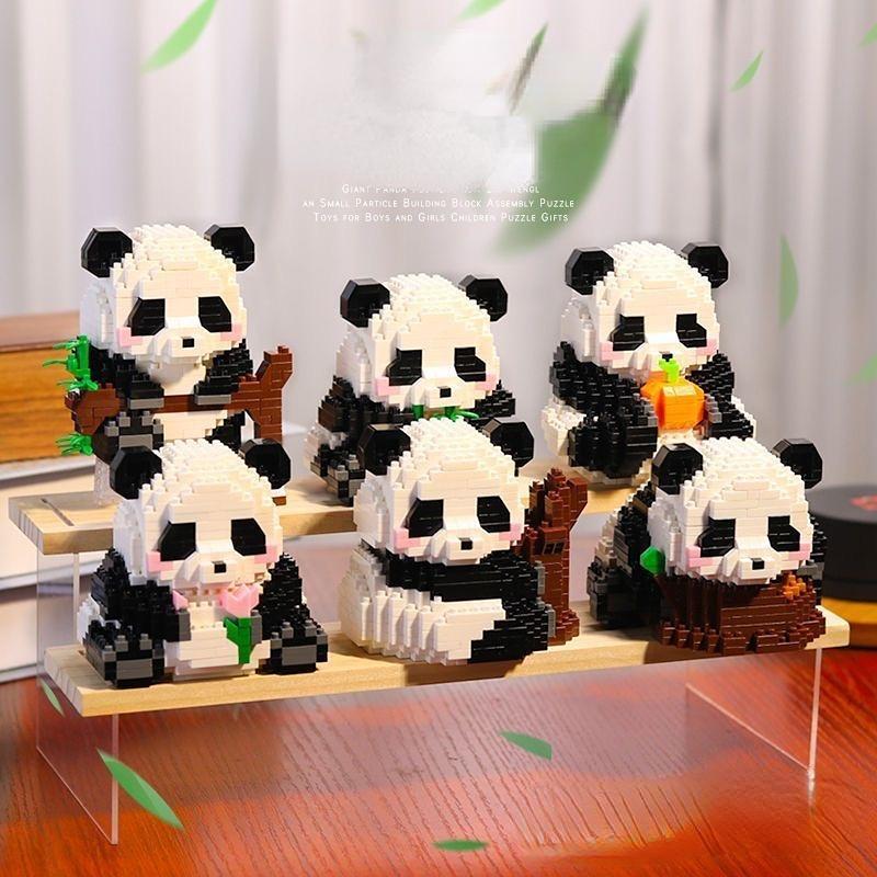 Tier Panda Serie Baustein Figur Niedliches Mikro Modell DIY Diamantsteine Geburtstagsspielzeug für Kinder Jungen Mädchen Geschenke