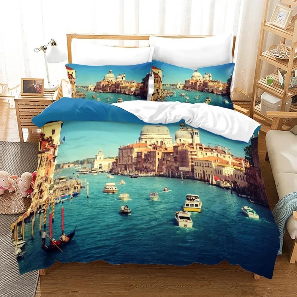 New York City Night View Bedding Set Queen King Size Soft Comforter Duvet Cover Pillowcase Home Textile