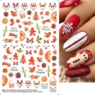 1 hárok Vianočná nálepka na nechty Decal Nail Art Dekorácia Zimný Santa Claus Snowflake Snowman Penguin Design