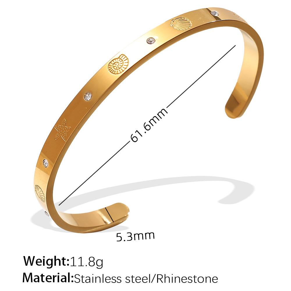 Exaggerated Personality Versatile Titanium Steel Inlaid Zircon Marine Series Stainless Steel Advanced Sense Opening Bracelet