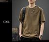 2025 Summer Men's Loose Fit Combed Cotton Ice Silk Cool Short Sleeve T-shirt - Breathable American Casual Half Sleeve Tee