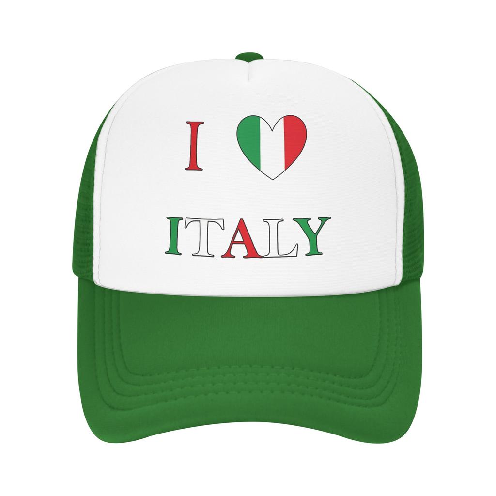 I Love Italy Sun Hats Trendy Unisex Adult Mesh Trucker Hat Dropshipping Design Kpop Rock Baseball Caps Birthday Gift
