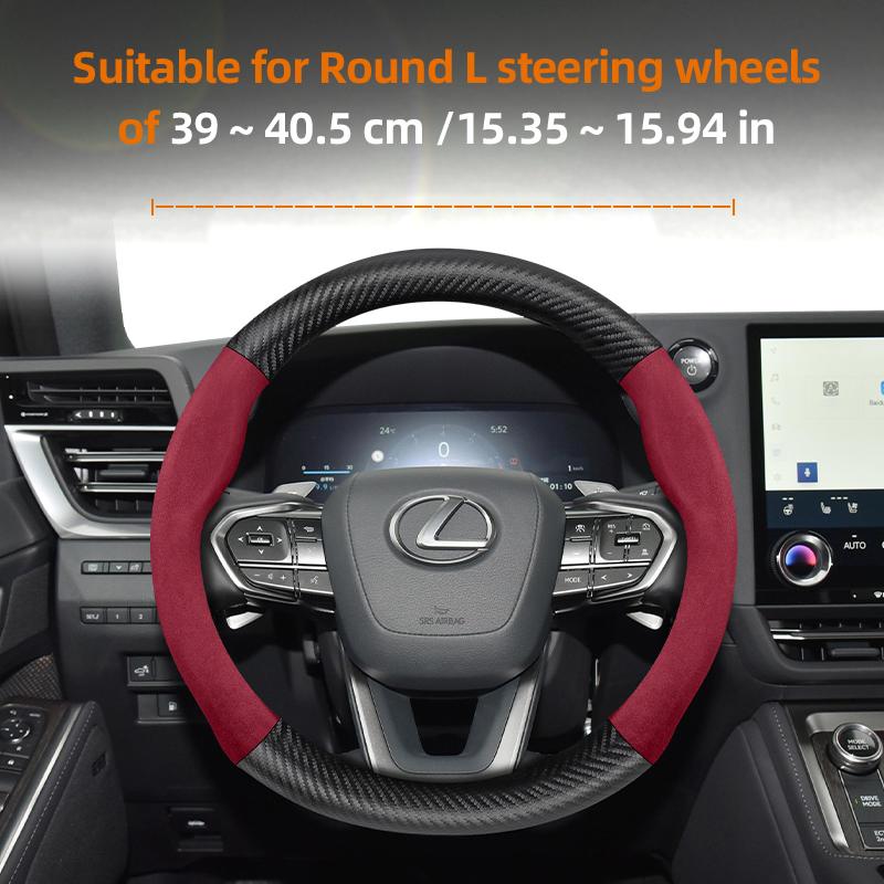 Suitable for Lexus Suede Matte Carbon Fiber Texture Steering Wheel Cover Suitable for Is250 Gs300 Lx 570 Nx Is350 2019 Es350 Gx460 Is 300 Ls400 Is300