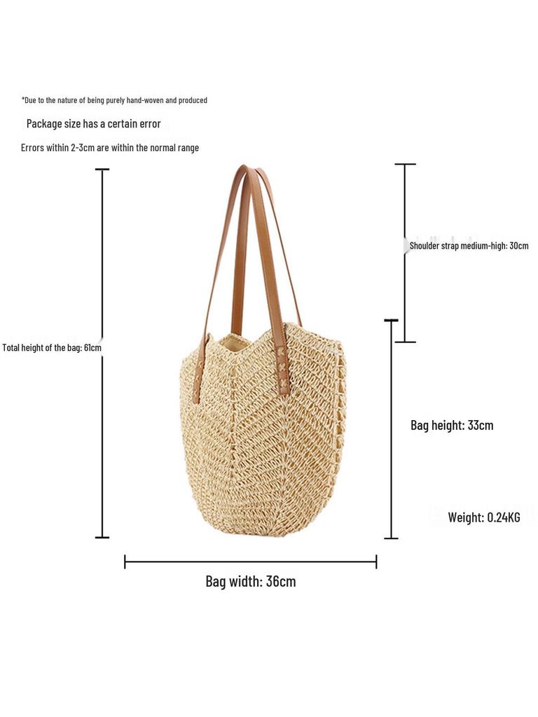 New Hollow Woven Paper Rope Shoulder Bag - Fashionable Casual Women's Beach Tote